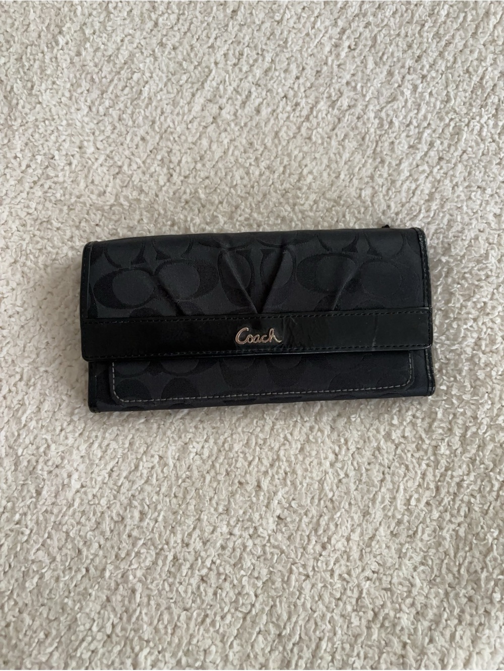 Coach Black Signature Continental Wallet - Coach Logo Hardware